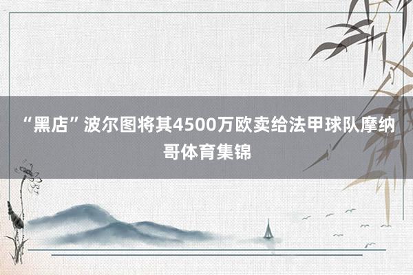 “黑店”波尔图将其4500万欧卖给法甲球队摩纳哥体育集锦