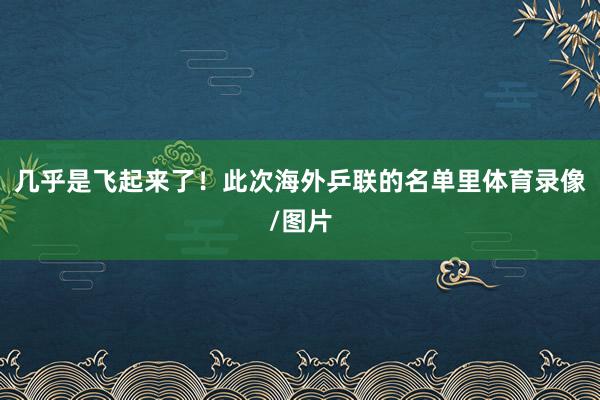 几乎是飞起来了!此次海外乒联的名单里体育录像/图片