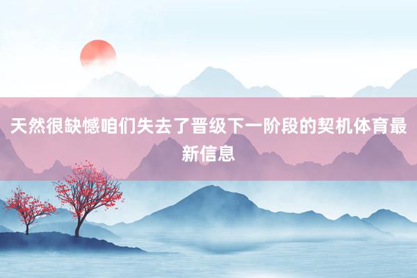 天然很缺憾咱们失去了晋级下一阶段的契机体育最新信息