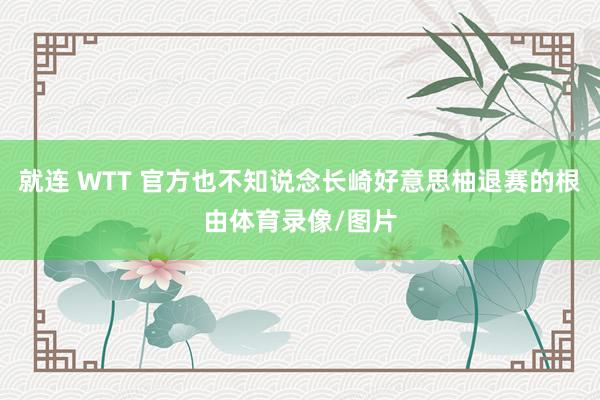 就连 WTT 官方也不知说念长崎好意思柚退赛的根由体育录像/图片