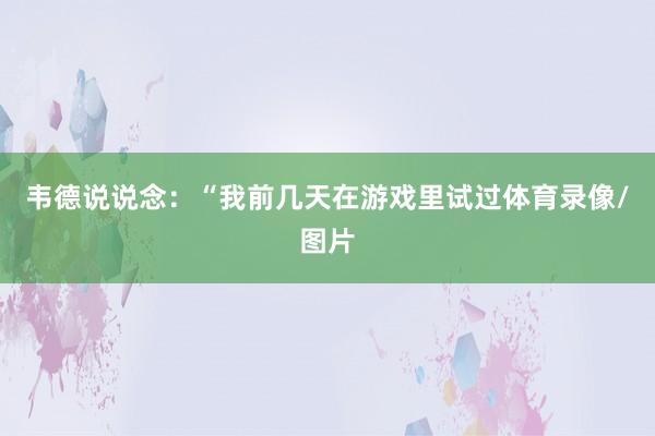 韦德说说念：“我前几天在游戏里试过体育录像/图片