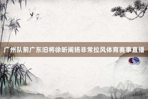 广州队前广东旧将徐昕阐扬非常拉风体育赛事直播