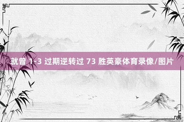 就曾 1-3 过期逆转过 73 胜英豪体育录像/图片