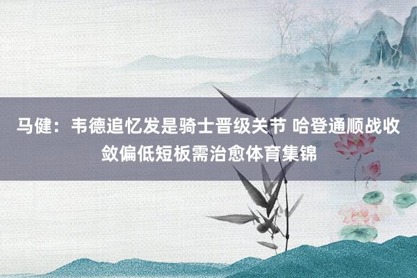 马健:韦德追忆发是骑士晋级关节 哈登通顺战收敛偏低短板需治愈体育集锦