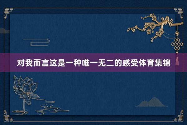 对我而言这是一种唯一无二的感受体育集锦